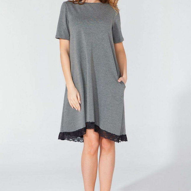 Lace-Embellished Trapeze Dress with Fun Pockets and Tessita Prints