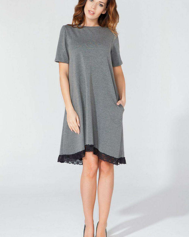 Lace-Embellished Trapeze Dress with Fun Pockets and Tessita Prints