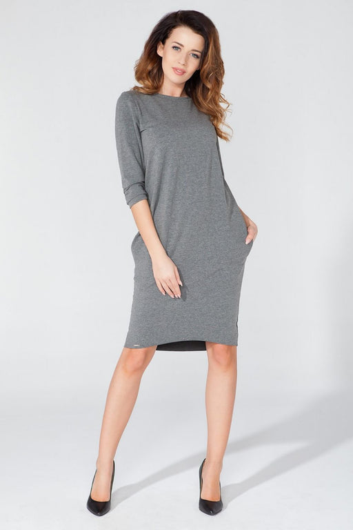 Elegant Tubular Knit Dress with Chic Pockets - Daytime Wear Collection