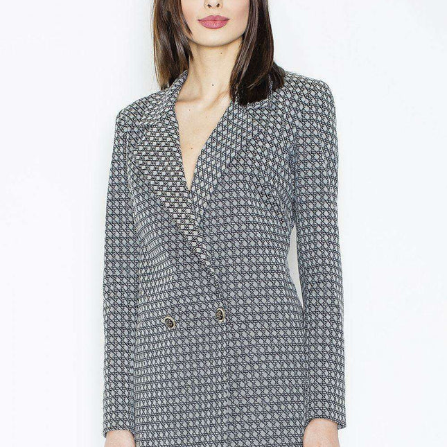 Chic Double-Breasted Padded Collar Spandex Blend Jacket