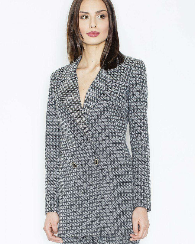 Chic Double-Breasted Padded Collar Spandex Blend Jacket