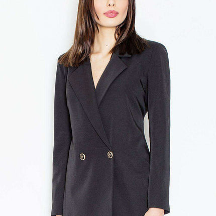 Elegant Double-Breasted Coat with Luxurious Padded Collar - Redefine Your Style