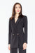 Chic Double-Breasted Collared Jacket in Stretchy Polyester-Spandex Blend