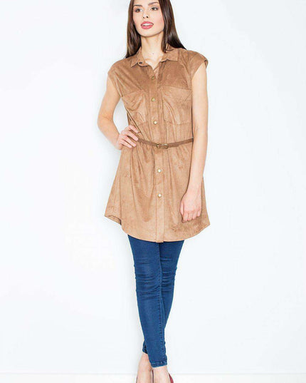 Chic Chambray Dress with Dramatic Winged Sleeves and Smocked Accents - Effortless Style