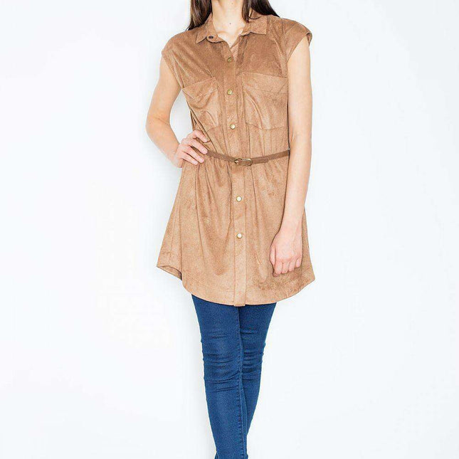 Chic Chambray Dress with Dramatic Winged Sleeves and Smocked Accents - Effortless Style