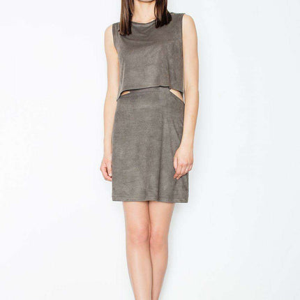 Alluring Suede Cut-Out Evening Dress