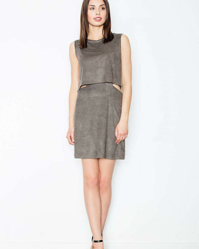 Alluring Suede Cut-Out Evening Dress