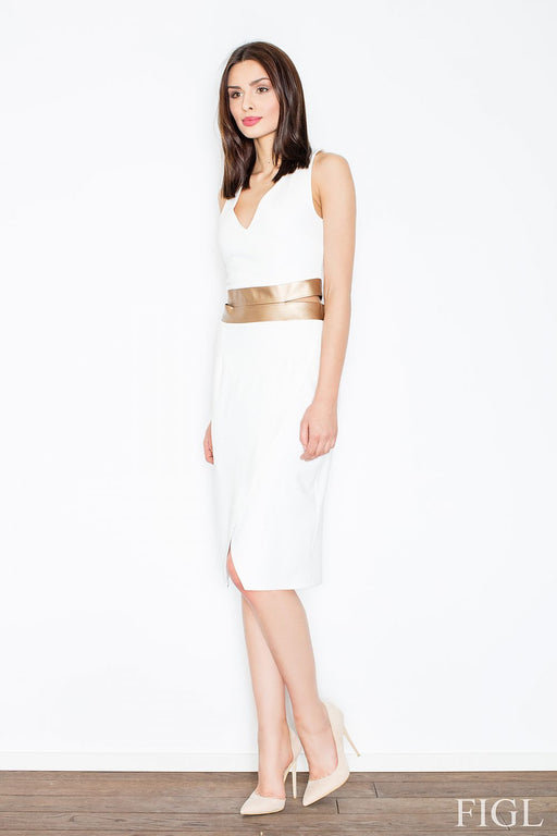 Eco-Leather Detailed Sleeveless Evening Gown