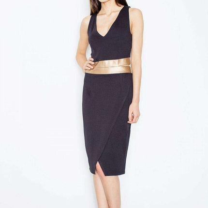 Alluring Eco-Leather Evening Gown with Stylish Cut-Out Accents