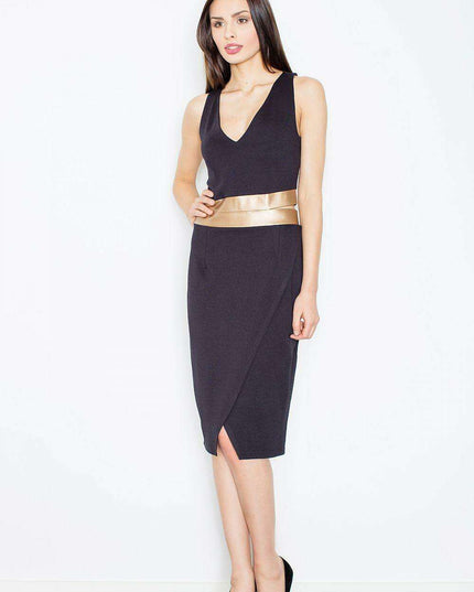 Alluring Eco-Leather Evening Gown with Stylish Cut-Out Accents