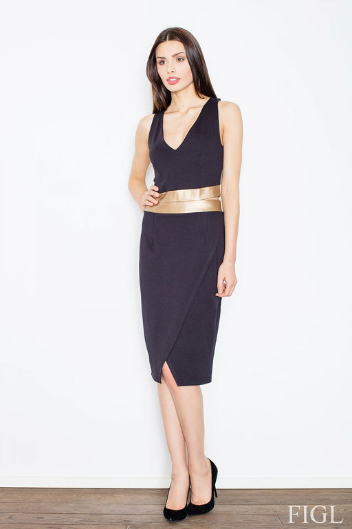 Elegant Eco-Leather Embellished Evening Gown with Chic Cut-Out Detail