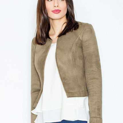 Chic Women's Suede Outerwear - Stylish Spandex-Blend Jacket
