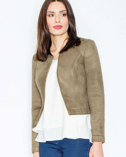 Chic Women's Suede Outerwear - Stylish Spandex-Blend Jacket