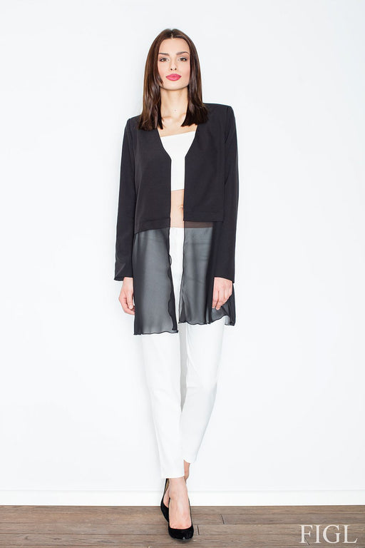 Luxurious V-Neck Jacket in Sheer Elegance crafted with Premium Fabrics