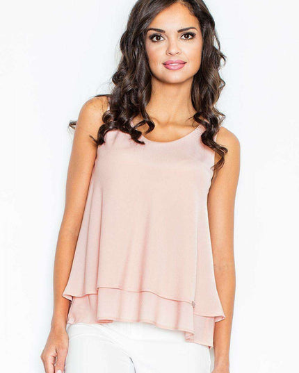 Elegant Sleeveless Double-Breasted Polyester Top