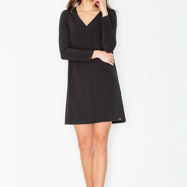 Chic Long Sleeve Day Dress with Elegant Scoop Neck - Figl Collection