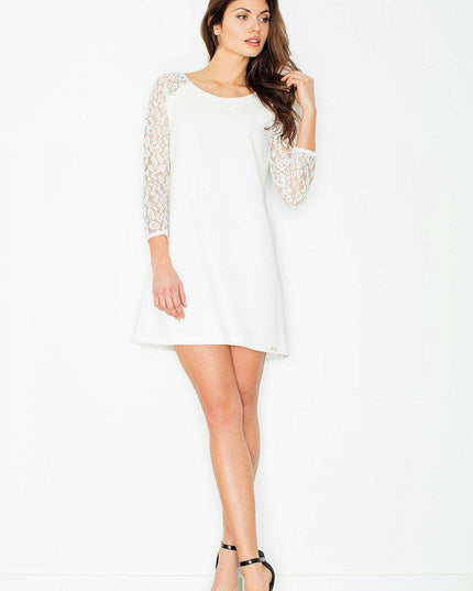 Romantic Lace Sleeved Trapeze Gown for Enchanting Evenings