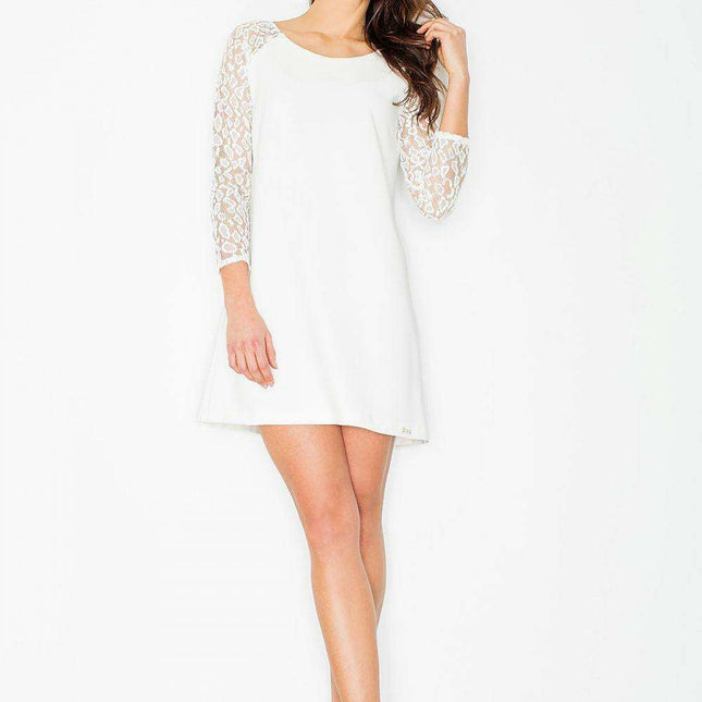 Romantic Lace Sleeved Trapeze Gown for Enchanting Evenings