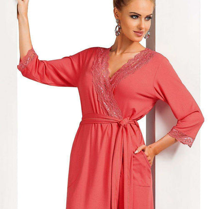 Elegant Lace-Embellished Luxury Bathrobe by Donna - Model 58822
