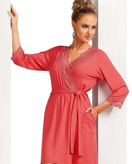 Elegant Lace-Embellished Luxury Bathrobe by Donna - Model 58822