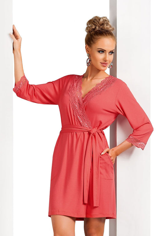 Elegant Lace-Trimmed Robe by Donna: Luxurious Bathrobe Model 58822