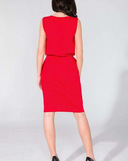 Sculpted Elegance Knit Day Dress with Stylish Pockets and Flattering Fit