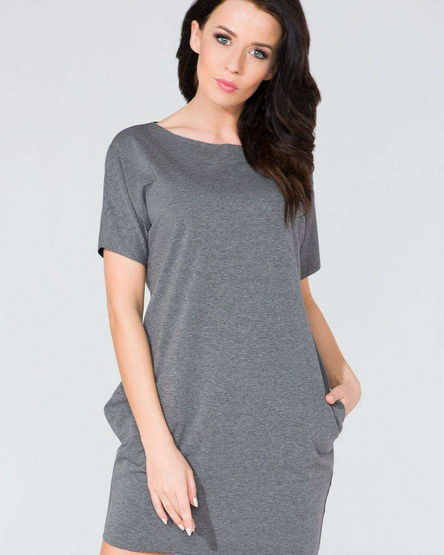 Chic Daydress with Edgy Raw Details and Convenient Pockets - Tessita 59007