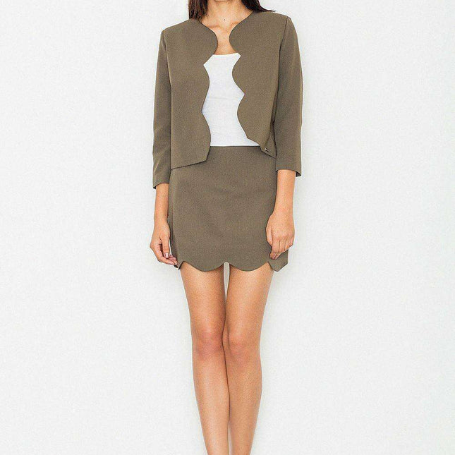 Stylish No-Button Jacket and Mini Skirt Set - Redefine Your Fashion Statement