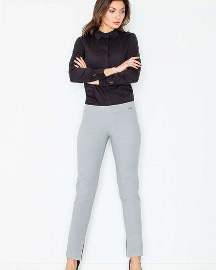 Sleek Side-Zip Straight Leg Trousers with Stylish Slits