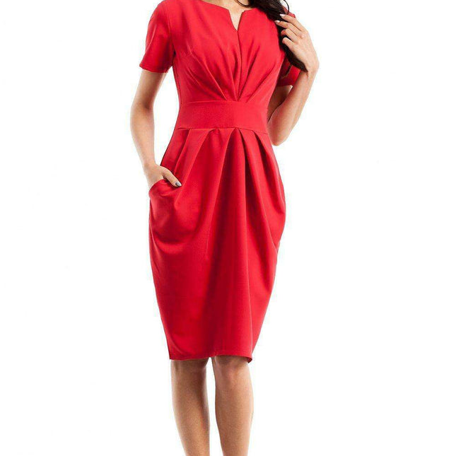 Elegant Sweetheart Draped Dress with Functional Pockets