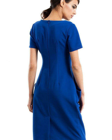 Elegant Sweetheart Neck Draped Daydress with Handy Pockets - Essential Wardrobe Piece