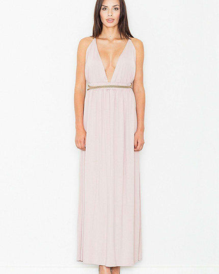 Luxurious Gold Lace Trimmed Maxi Dress - Elegant Knitted Ensemble for Every Event - Diverse Size Options