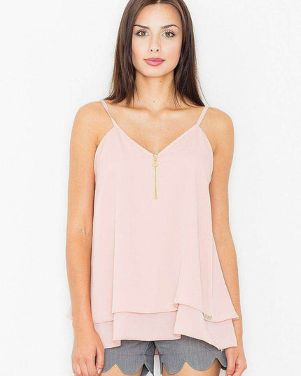 Elegant Golden Zip Detail Blouse from Figl's Exclusive Collection