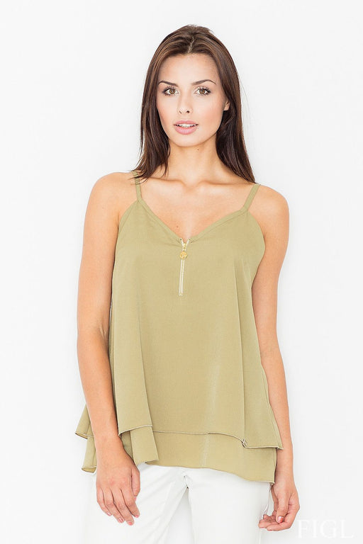 Golden Zipper Camisole with Delicate Straps