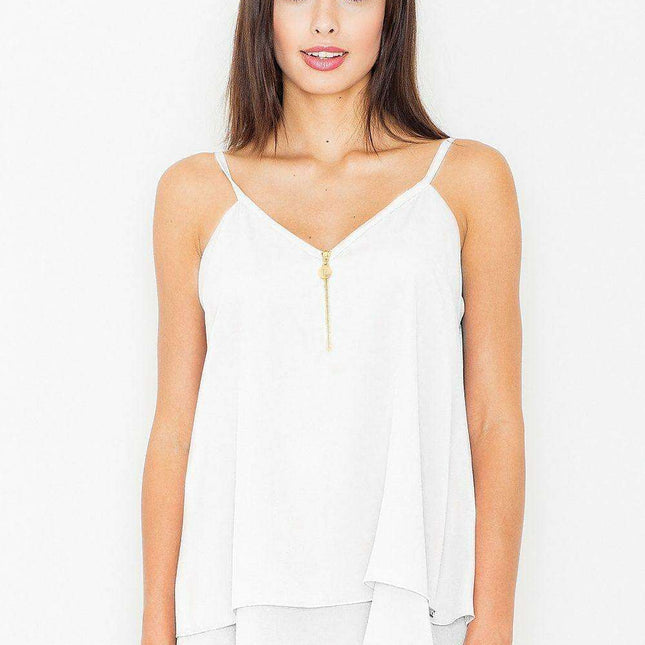 Elegant Luxe Zip Blouse in Gold