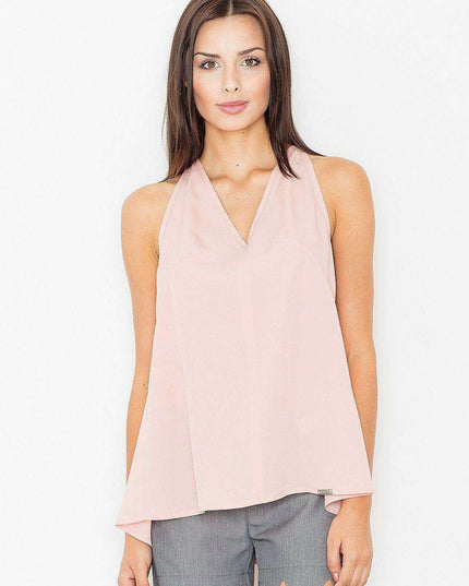 Sleek Silhouette Blouse: Daring Neckline for Effortless Elegance