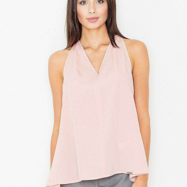 Sleek Silhouette Blouse: Daring Neckline for Effortless Elegance