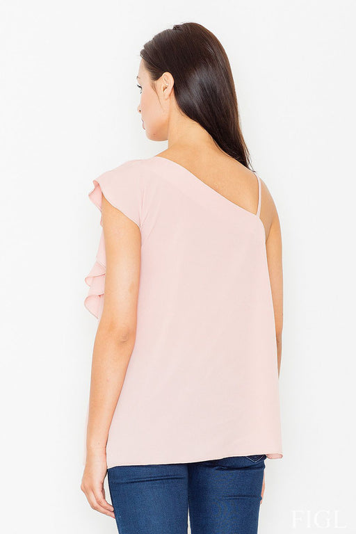 Elegant Frill-Embellished Blouse with Belly Peek-a-Boo