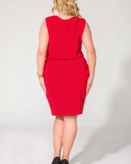 Sculpted Elegance Knit Day Dress with Stylish Pockets and Flattering Fit