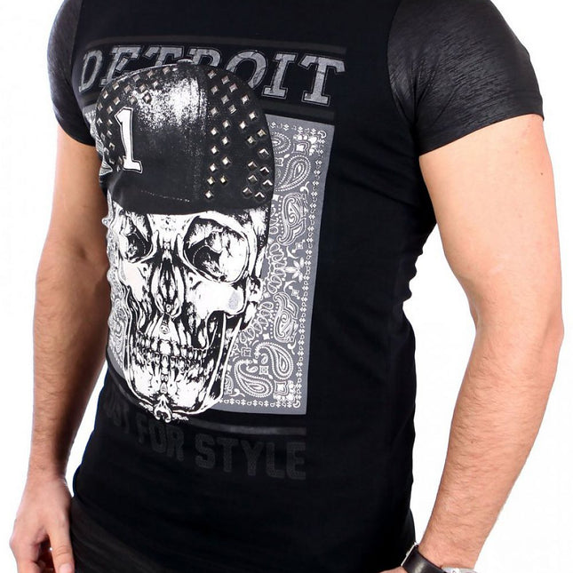 Men's Short Sleeve T Shirt With Front Pattern 100 Percent Cotton - Très Elite
