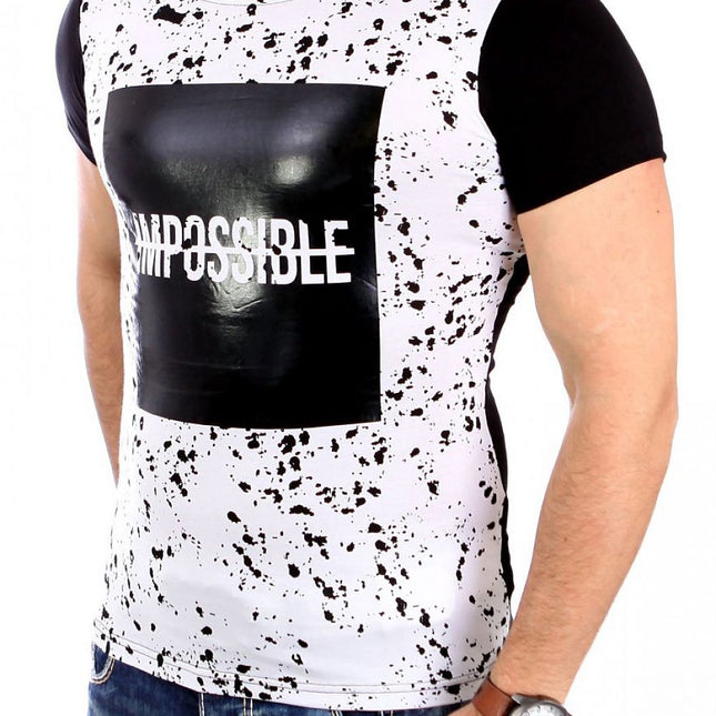 Mens Short Sleeve T Shirt With Front Pattern Print 100 Percent Cotton - Très Elite