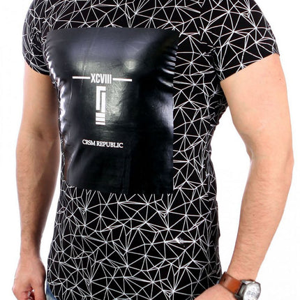 Men's Black Cotton T Shirt With Spider Web Pattern - Très Elite