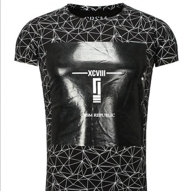 Men's Black Cotton T Shirt With Spider Web Pattern - Très Elite