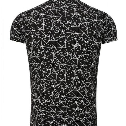 Men's Black Cotton T Shirt With Spider Web Pattern - Très Elite