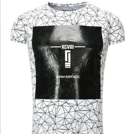 White Cotton Short Sleeve T Shirt For Men With Spider Web Pattern - Très Elite