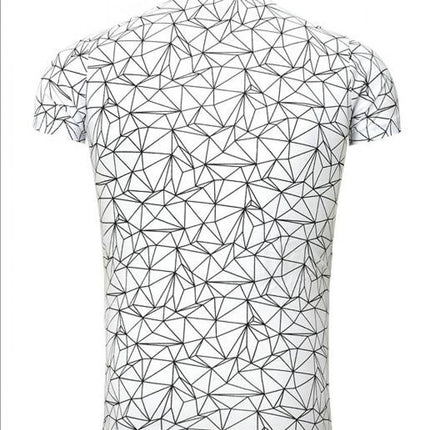 White Cotton Short Sleeve T Shirt For Men With Spider Web Pattern - Très Elite
