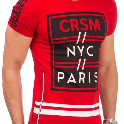Mens Short Sleeve Cotton T Shirt Front Graphic Print - Très Elite