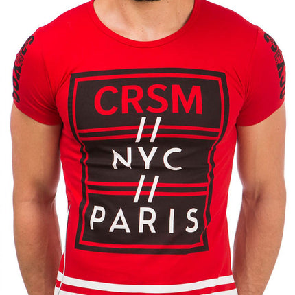 Mens Short Sleeve Cotton T Shirt Front Graphic Print - Très Elite