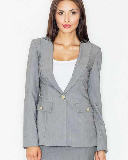 Elegant Grey Button-Up Utility Jacket - Effortless Style