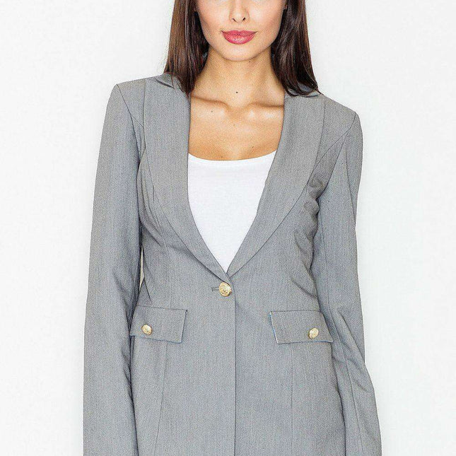 Elegant Grey Button-Up Utility Jacket - Effortless Style